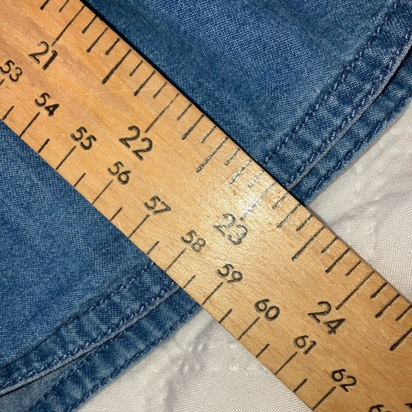 ASOS denim women’s size 6 light Blue Ruffled Peplum Jean Blouse - Picture 12 of 16